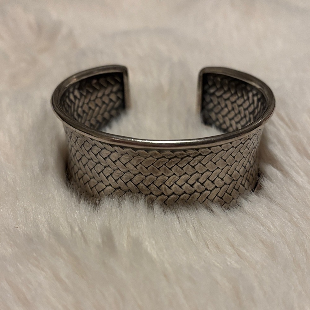 Silpada Woven Pattern Silver Cuff Bracelet